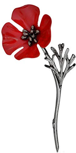 Unisex Amapola Broche De La Flor De La Solapa La Insignia del Pin Cristal Rojo Regalos Broches Días De Recordación