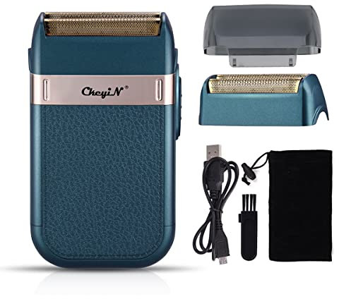 CkeyiN Rasoio Alternativo da Uomo, Elettrico Ricaricabile USB con Testina in Lamina Sostituibile, Portatile, Multifunzione, Wet & Dry per Barba,Rifinitura,Toelettatura