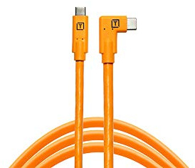 Tether Tools TetherPro USB-C auf USB-C rechtwinkliges Kabel | für Stromlieferung, schnelle Übertragung und Verbindung zwischen Kamera und Computer | hohe Sichtbarkeit orange | 15 Fuß (4,6 m)