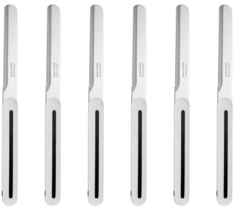 Arcos Serie B-Line - Set di 6 coltelli da tavola | Coltelli da colazione - Lama seghettata in acciaio inox NITRUM da 100 mm - Manico in polipropilene - Colore bianco