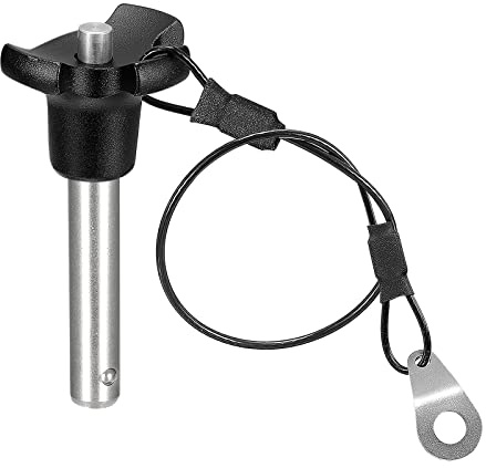 sourcing map Kugel Verriegelungsstifte, Kugelsperrbolzen Stecknadeln mit Knopf Handgriff 304 Edelstahl Dreieckig Kappe Druckknopf Schnell Auslösestift mit 24.5cm Seil (8mm-31mm)