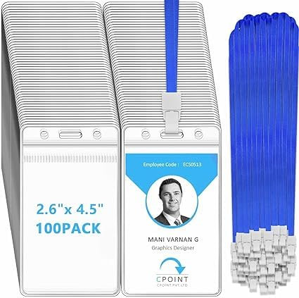 xinfedi Ausweishülle Mit Schlüsselband, 100 Stück Nylon Umhängeband mit Kartenhülle für Business, Ausstellung und Büro(Vertikaler)