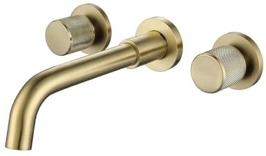 XJTNLB Wasserhahn Bad Wandmontage aus Messing Unterputz Armatur Waschbecken Set Gebürstetes Gold