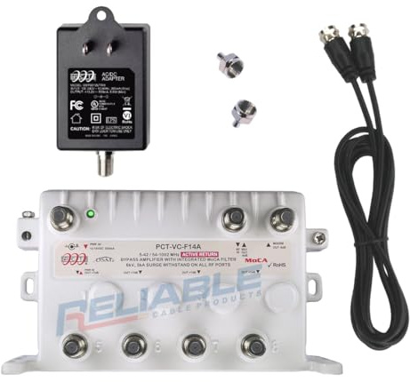 Reliable Cable 5-Port MoCA Cable TV Modem Splitter Signal Booster/Amplifier Kit with Active Return (NOT Recommended for use with Antenna Systems (OTA) and Will NOT Work with Satellite Systems)