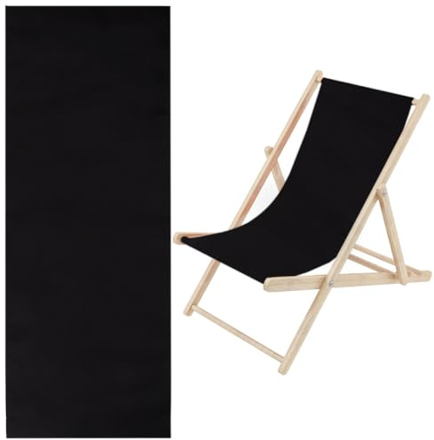 GORGECRAFT 1 reservdel för strandstol i kanvas, 435 x 1165 mm, svart oxfordtyg, för ersättning för solbad, trädgård, gård, strand, avkoppling