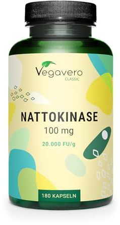 Nattokinase 20.000 FU/g | 100 mg | Para 6 meses | Sin Aditivos y Vegano | 180 Cápsulas | Vegavero