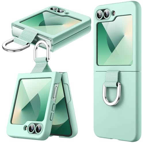 JETech Funda Solo para Galaxy Z Flip7FE 2025 / Z Flip 6 2024 con Anillo, Carcasa Protectora Anti-Arañazos Antigolpes Slim PC Dura (Menta Verde)