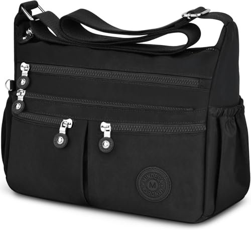 TEUEN Crossbody Bag Damen Große Kapazität Wasserdicht Nylon Umhängetasche Damen Mittelgroß, Casual Handtasche & Leichte Schultertasche Gross Messenger Bag mit Vielen Fächern