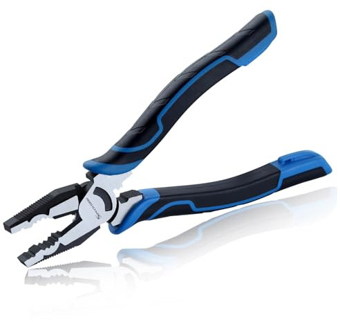 SPEEDWOX Alicates multifuncionales de 8 pulgadas, alicates multiusos para hombre de línea con cortador de alambre y crimpadora, mordazas dentadas, extractor de tornillos, herramienta de extracción de