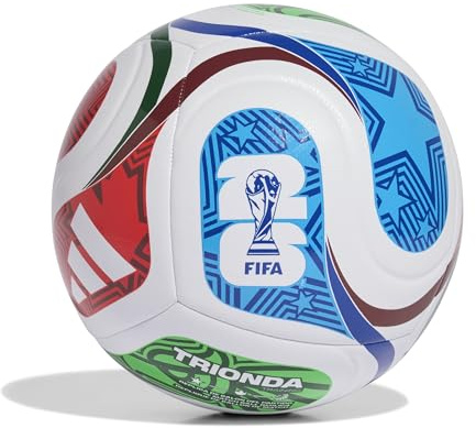 Adidas Unisex-Adult World Cup Training Soccer Ball, White/Team Royal Blue/Solar Blue/Power Red, 4