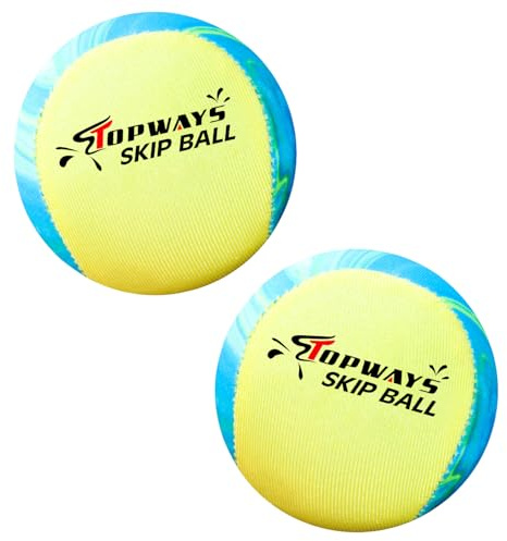TOPWAYS Beach Pool Bouncying Ball, Water Skip Ball, Swimming Water-Proof Beach Toys, Pool Games for Kids & Adults (2PCS Yellow Fluid)