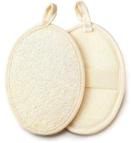 2 Stück Natürlicher Luffa Schwamm, Peeling Loofah Schwamm, Luffa für Damen und Herren, aus Umweltfreundlichem und Biologisch Abbaubarem Dusch Luffaschwamm, Duschschwamm, Dadeschwamm