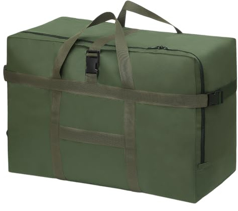 Bolsa de Viaje Grande, Plegable Bolsa Viaje Impermeable Ligera Bolsas de Viaje, Maletas de Fin de Semanacon, para Hombre y Mujer Avión Viajes Camping Mudanzas Colegio, 70 * 35 * 48cm, Verde