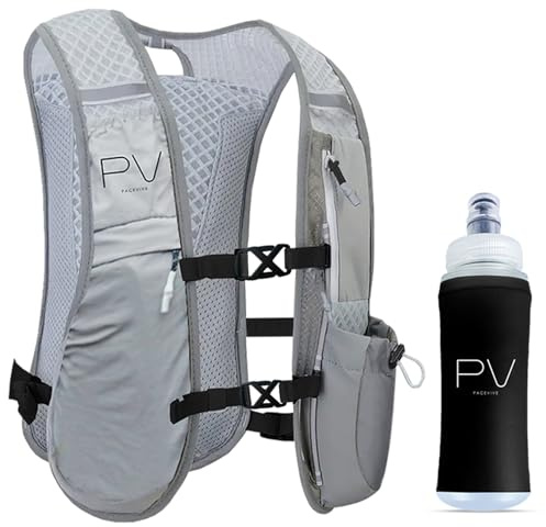Running Vest Men and Women with 500ml Soft Water Bottle - Lightweight Hydration Vest with 6 Pockets and Waterproof Phone Pocket - Reflective Trail Running Backpack for Marathon , Hiking , Cycling