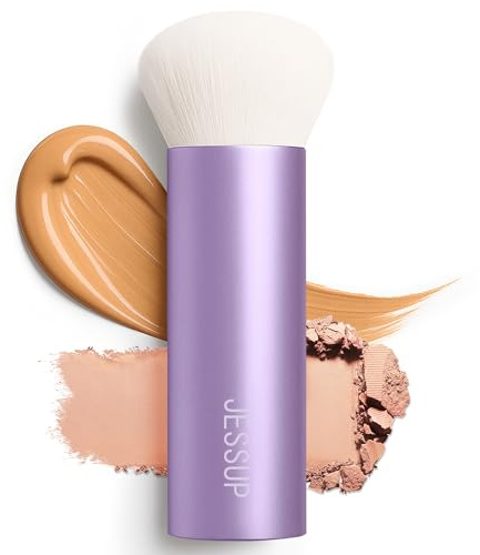 Jessup Pennello professionale fondotinta liquido crema e polvere, pennello grande e denso per il trucco viso per un finish naturale impeccabile, viola lusso AS004
