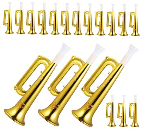 BESPORTBLE 18piezas Cuerno De Vítores Dorado Juguete De Trompeta para Fiestas Deportivas Generador De Ruido para Aficionados Evento De Material De Plástico