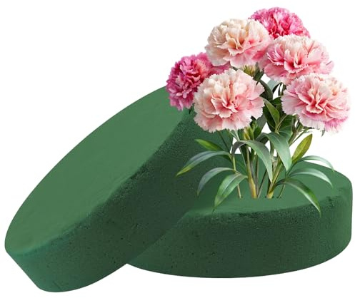 2 Stück Blumensteckmasse Steckschwamm Rund für Frische und Künstliche Blumen 16 X 3.5 cm Nasssteckschaum Set Trockensteckschaum,Floristenschaumstoffzubehör für Hochzeitsgangblumen Partydekoration