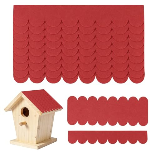 Tronisky 53 tegole autoadesive per casetta degli uccelli, mini tegole in feltro per tetto, impermeabili, autoadesive, per casetta di nidificazione, casetta per insetti, cuccia per cani (rosso)