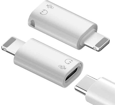 2 Piezas Adaptador de USB C 3.1 a iOS para dji Mic，Teléfono móvil Micrófono, iOS a USB C para iPhone 14/13/12/11 para Soporta Carga, Transferencia de Datos, OTG, Auriculares, Blanco