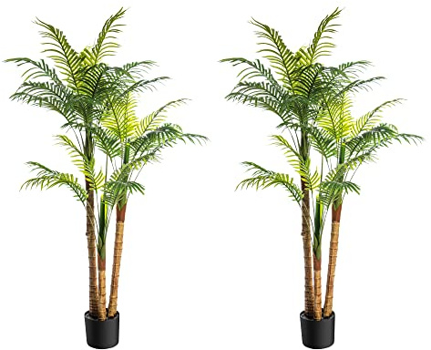 AMERIQUE AMZS22135PK2 Gorgeous Tropical Phoenix Palm Trees Artificial Silk Plant, 6', Green