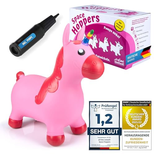 all Kids United® Hüpftier Sprungpferd - Hüpfpferd Sprungtier + Pumpe (Einhorn)