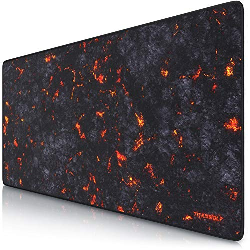 TITANWOLF - XXL Tappetino per Mouse da Gioco - Gaming Mousepad Extra Grande 900 x 400mm - Pad con Base in Gomma Antiscivolo - Spessore 3mm - Nero - modello Lava