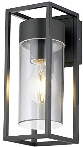 Long Life Lamp Company Outdoor Exterior Modern Garden Wall Light Lantern Clear Diffuser LED Compatible Includes 4w Bulb ZLC079K