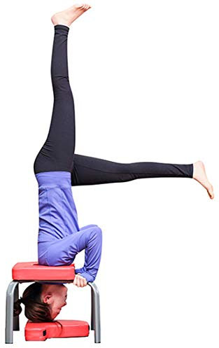 KUANDARYJ Kopfstandhocker Yoga Hilft Trainingsstuhl Multifunktionale Sportübung Bank Fitnessgeräte Inversionsbank Hang-Up Rückentrainer, Red