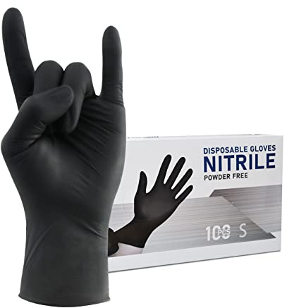 Wostar Black Nitrile Gloves Small 100pcs Powder Free Latex Free 4mil Nitrile Black Disposable Gloves