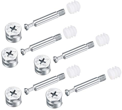 Lot de 20 pièces 3 en 1 pour connexion de meubles,Serrure à came excentrique Ø 15 mm et vis de cheville M6x40 mm,Écrou en plastique pré-inséré Ø 11 mm,Pour assemblage d'épissure d'armoires de table