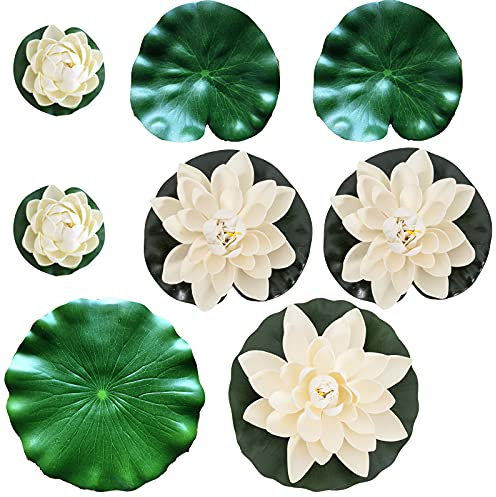 8 Pièces Nénuphar Flottant, Plantes de Bassin Lotus, Feuille de Lotus, pour Une Utilisation dans Les Piscines, Les Aquariums, Les Scènes de Ruisseau
