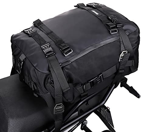 Rhinowalk Motor Saddle Bag Motorcycle Pannier Bag Waterproof Multifunctional Rear Rack Trunk Seat Bag (Black, 30L)