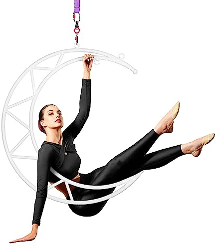 YXXSDP Cerchio Aereo Fitness Aereo Altalena A Cerchio All'aperto, 42,5 Pollici Tipo Luna Filatura Set Cerchio Aereo Lyra, Professionale Attrezzatura di Sollevamento Aereo per La Formazione Yoga