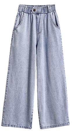 Jeans De Mujer Elástico Cintura Alta Jeans De Pierna Ancha Tallas Grandes Blue XXXL