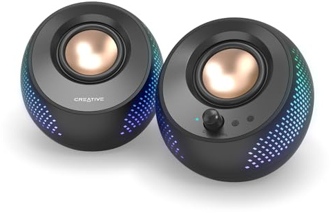 Creative Pebble X 2.0 USB-C Computer Speakers with Customizable RGB Lighting, Bluetooth 5.3, USB Audio, Up to 15W RMS Power for PC and Mac