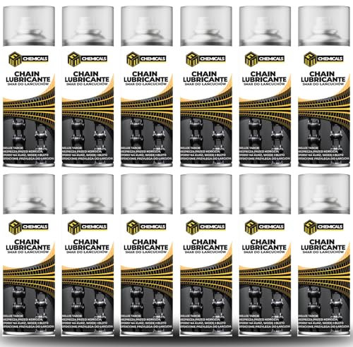 MRM CHEMICALS 12 x Kettenspray 400 ml, Professionelles Kettenfett Schmiermittel Rostlöser für Fahrrad Motorrad Rennrad MTB Kette, Gegen Wasser, Schmutz und Korrosion