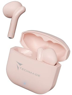 TECHMADE Écouteurs Bluetooth sans Fil avec Microphone, Audio HD, Basses améliorées, contrôle Tactile, étanchéité IPX5, Compatible avec iPhone et Android
