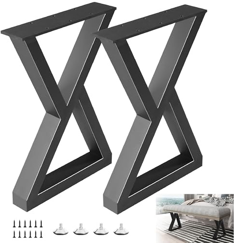 Y-CFHFC 16 Inch Metal Bench Coffee Table Legs, Heavy Duty End Table Legs, Black Side Table Legs for DIY Desk Chair Furniture Legs (H16 x W11.8, Set of 2)
