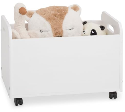 IDIMEX Spielzeugkiste Benjamin aus Kiefer Massivholz weiß - Kinderzimmer Aufbewahrung, Spielzeugbox, Holzkiste mit Rollen, Aufbewahrungstruhe