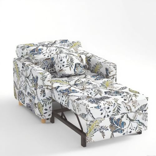 YODOLLA 3-in-1 Convertible Sleeper Chair Bed, 192cm Adjustable Single Sofa Armchair with Side Pocket, Pull Out Sleep Chair,Floral