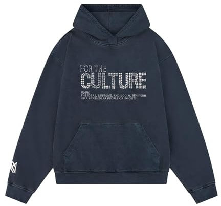 Herren Damen for The Culture Crystal Hoodies Baggy Kapuzenpullover Sport Casual Nachahmung Diamanten Sweatshirt mit Kapuze Jumper Pullover Print Letter Vintage Sweater (01 Blau, S)