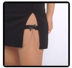 Jascatin Cadena elástica para piernas con lazo, cadena corporal, club nocturno, cadena de muslo, accesorios de joyería para mujer, talla única, aleación, No es una piedra preciosa