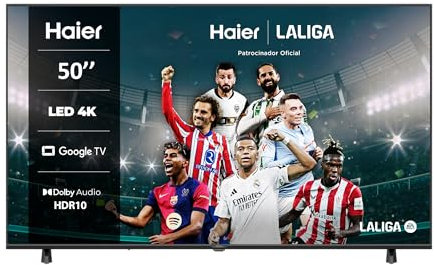 Haier Direct LED 4K UHD H50K85FUX 50 Pulgadas, Smart TV, Google TV, Dolby Audio, HDR 10, Smart Remote Control, Google Assistant, Bluetooth 5.1, DBX TV, HDMI 2.1 x 4, Sin Marcos, 2025