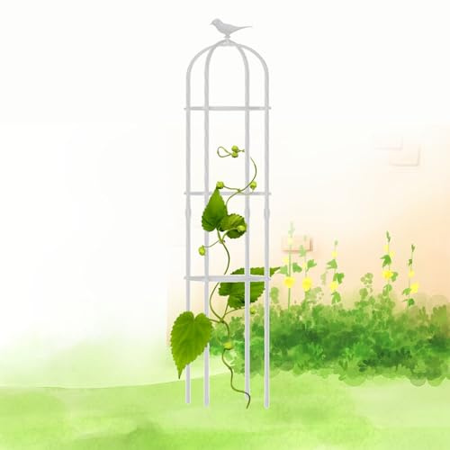 Treillis obélisque de Jardin pour Plantes grimpantes – Cage de Support en métal Durable, hauteurs de 120 à 190 cm, Design Blanc élégant, idéal pour Les Plantes en Pot (31 x 180 cm/12,2 x 71