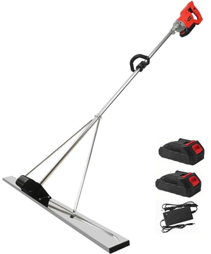 Kit vibratore elettrico per calcestruzzo - Screeder da 1,5 m con strumento di finitura per massetto in calcestruzzo alimentato a batteria da 6000 mAh