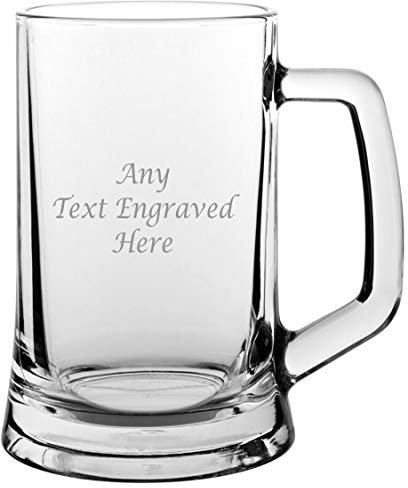Personalised Engraved 1 Pint Glass Tankard, Engraving of Your Special Me...