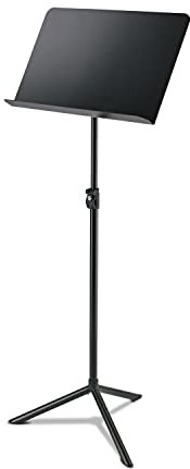 K&M 11930 Orchesternotenpult »Overture« – Von 76 - 130 cm ausziehbarer Notenständer, Schwarz – Leicht stapelbar