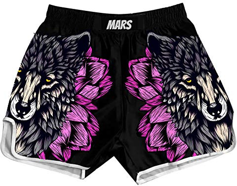 O2TEE World MMA Gear Premium Training Sport Shorts for Running Fitness,Pink Wolf,M