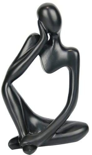 NatureMan Statue de penseur en résine - Sculpture Abstraite - Figurines de Collection - Art pour la Maison, Le Bureau, la Table, la bibliothèque, la décoration (Noir, Gauche)