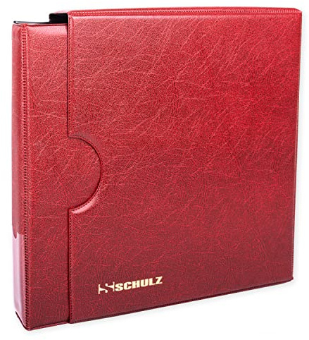 Coin Collection Album With Sleeve Cover – 50p £1 £2 Collecting Holder - Storage Binder Protect and Store For 221 Coins - SCHULZ Coin Album Red